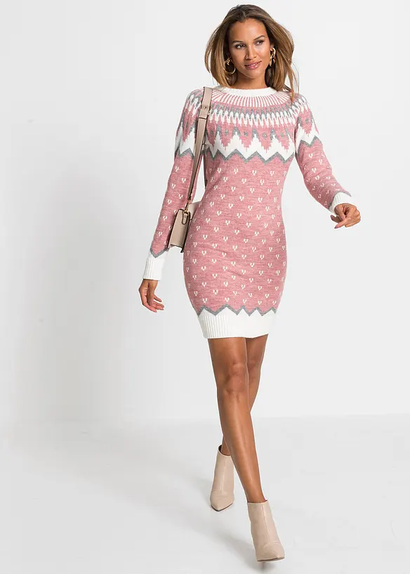 Strickkleid mit Norwegermuster, bonprix