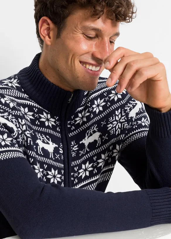Gilet norvégien en maille douce 100% coton, bonprix