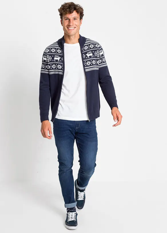 Gilet norvégien en maille douce 100% coton, bonprix