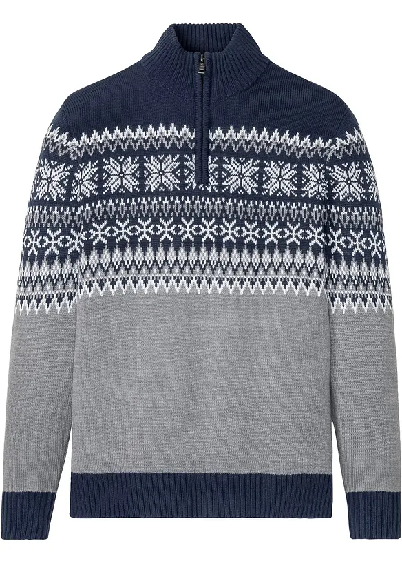 Norweger-Pullover mit Troyerkragen, bonprix