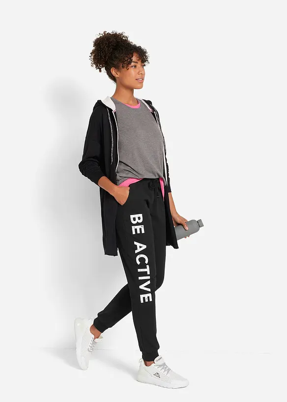 Pantalon de jogging en coton avec imprimé, Loose Fit, bonprix