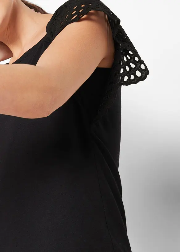 T-shirt à broderies anglaises, bonprix