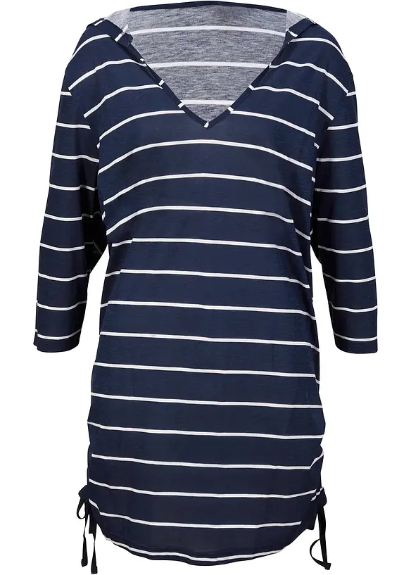 T-shirt long de plage à capuche en viscose, bonprix