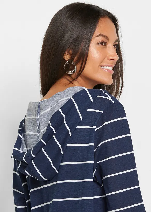 T-shirt long de plage à capuche en viscose, bonprix