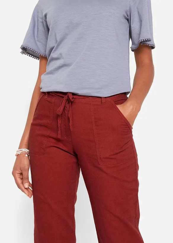 Pantalon 3/4 en lin et coton, bonprix