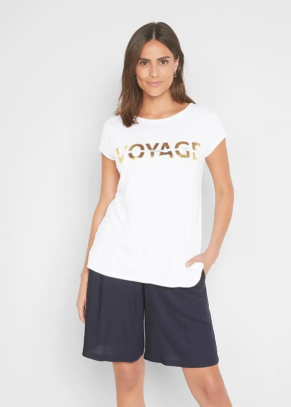 T-shirt long en viscose extensible, bonprix