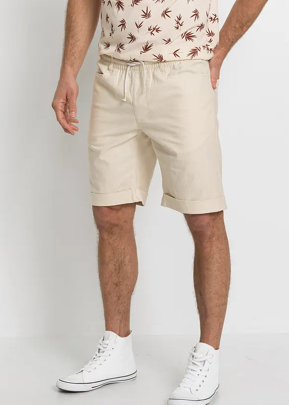Bermuda à taille élastiquée en lin mélangé, Regular, bonprix