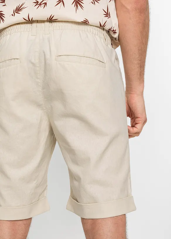 Bermuda à taille élastiquée en lin mélangé, Regular, bonprix