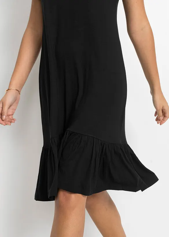Jerseykleid mit Volant aus Viskose-Mix, bonprix