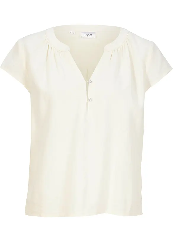 Kurzgeschnittene Bluse mit Leinen und Seitenschlitzen, bonprix