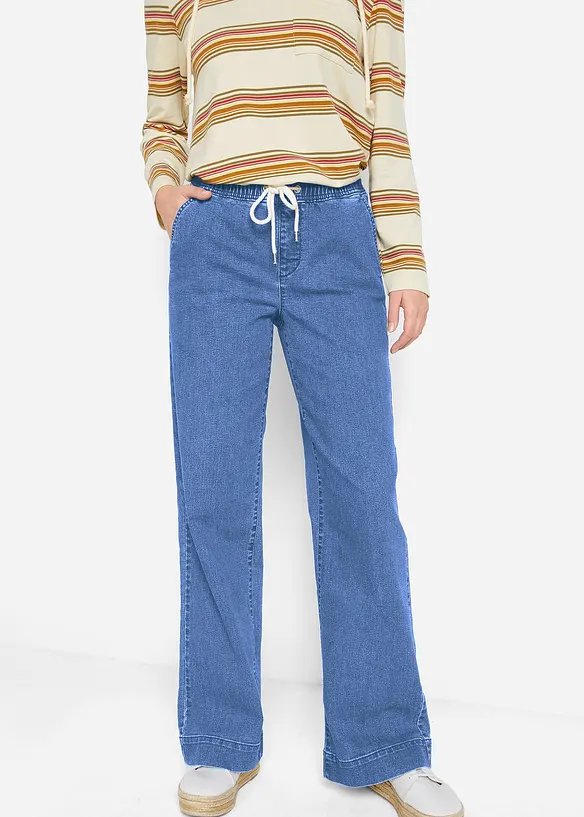 Wide Leg Jeans Mid Waist, Stretch, bonprix