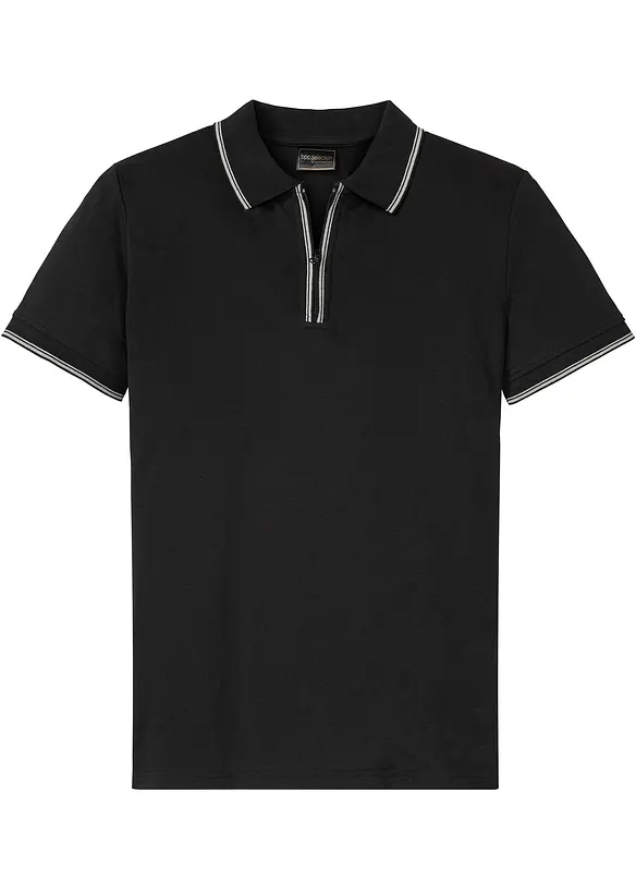 Polo zippé en maille piquée 100% coton, bonprix
