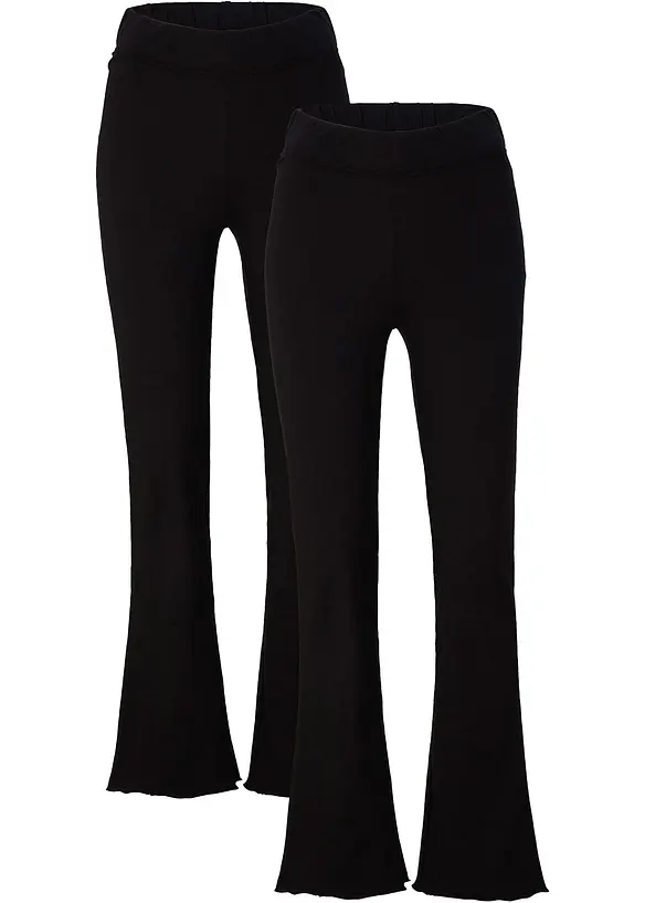 Lot de 2 leggings évasés en coton mélangé, bonprix