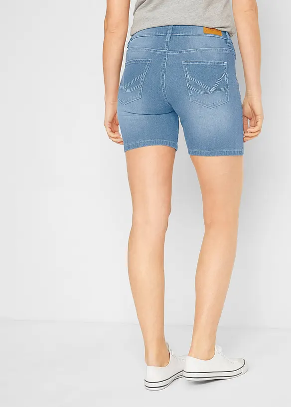 Lot de 2 shorts en jean slim, taille mi-haute, bonprix