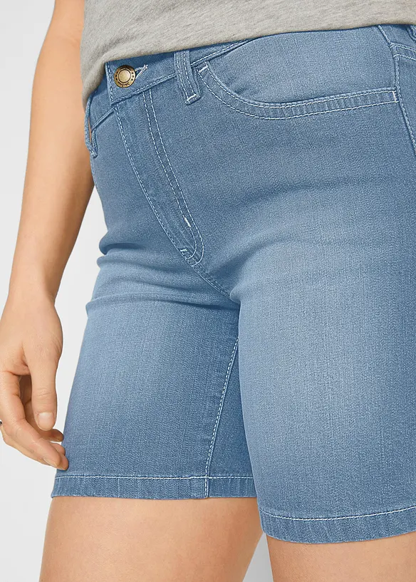 Lot de 2 shorts en jean slim, taille mi-haute, bonprix