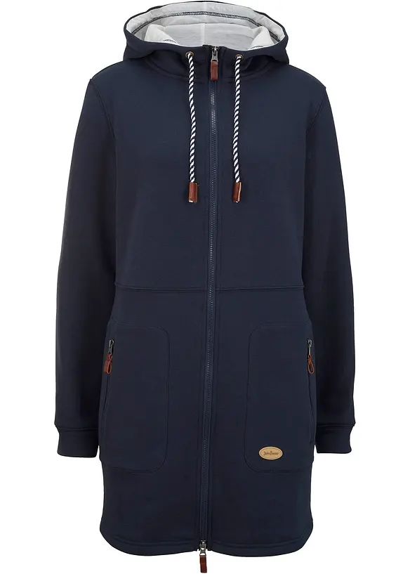 Long gilet en molleton à capuche, bonprix