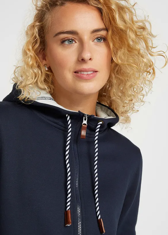 Long gilet en molleton à capuche, bonprix