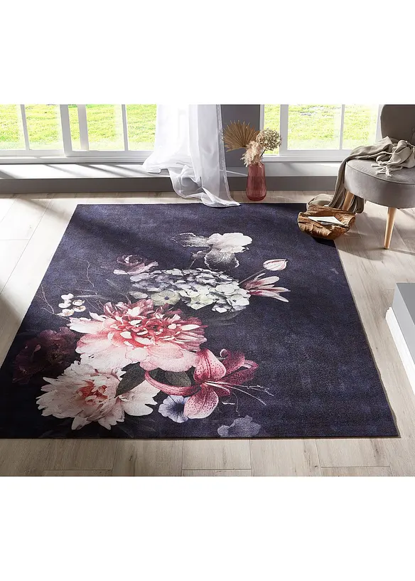 Tapis lavable avec de grandes fleurs, bonprix