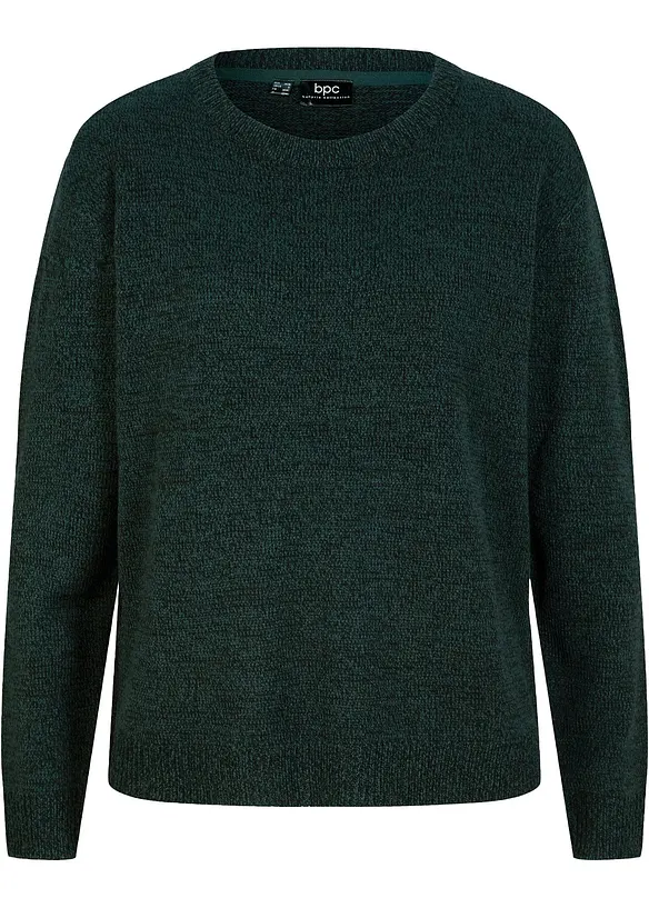Pull en maille chiné à col rond, bonprix