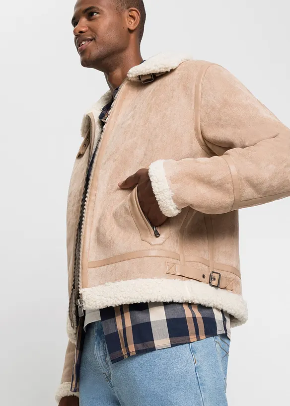 Blouson enduit doublé sherpa, bonprix
