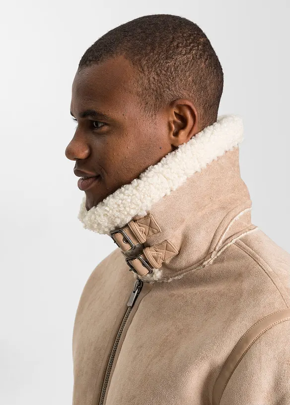 Blouson enduit doublé sherpa, bonprix