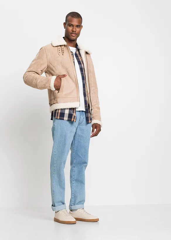 Blouson enduit doublé sherpa, bonprix