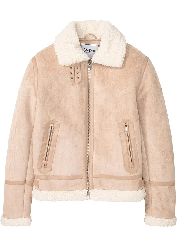 Blouson enduit doublé sherpa, bonprix