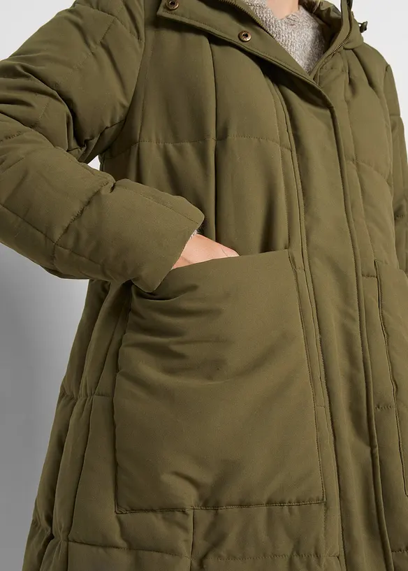 Manteau matelassé ample coupe trapèze avec capuche et poches plaquées, bpc bonprix collection