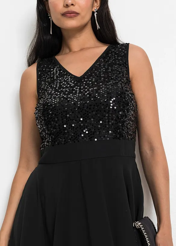 Midikleid aus feinem Chiffon mit Pailletten, bonprix