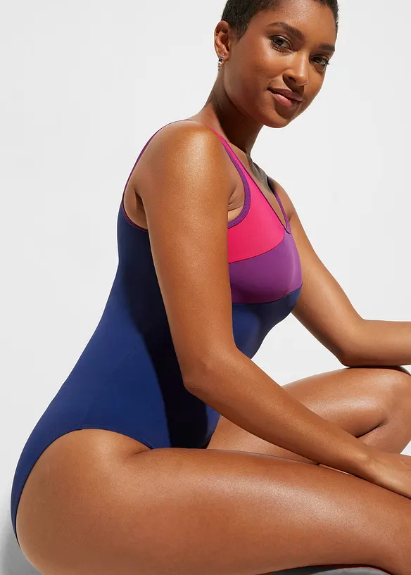 Maillot 1 pièce sportif avec empiècements contrastants, bonprix