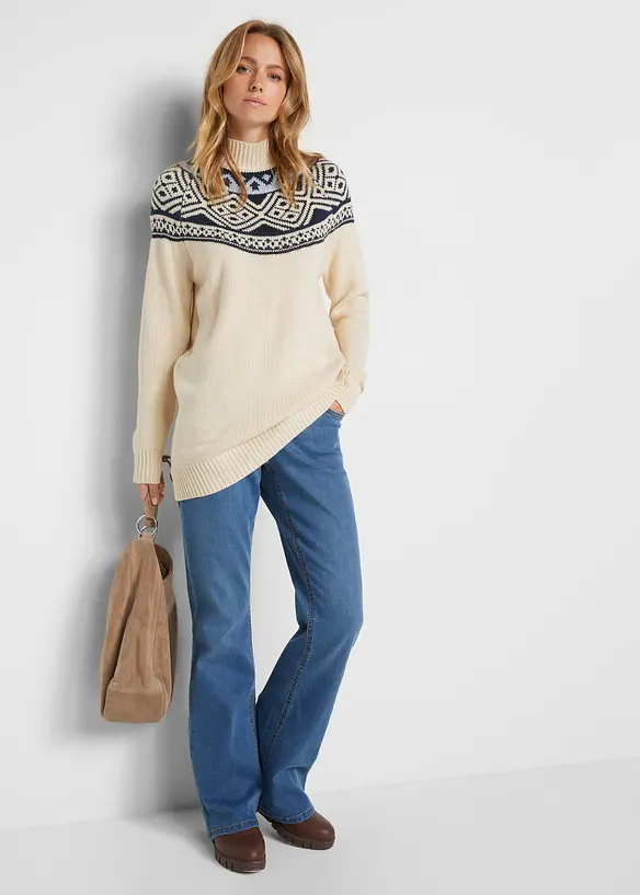 Pull norvégien avec fentes latérales, bonprix
