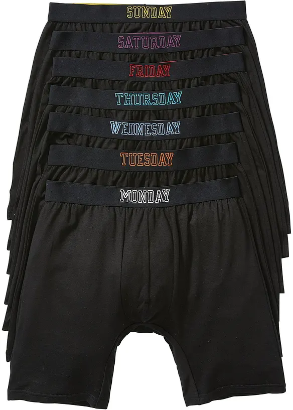 Lot de 7 boxers longs coton, bonprix