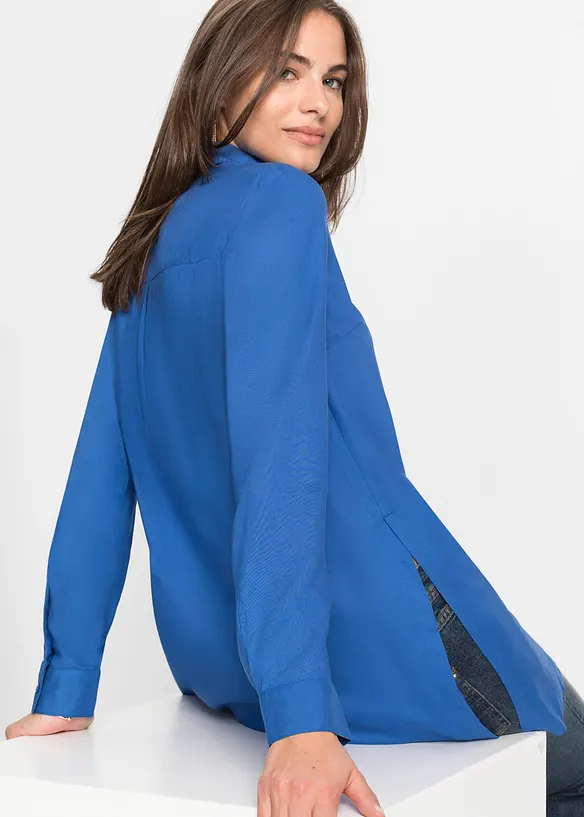 Longbluse mit Schlitz aus fließender Viskose, bonprix