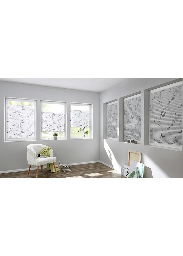 Store plissé motif rameaux, bonprix