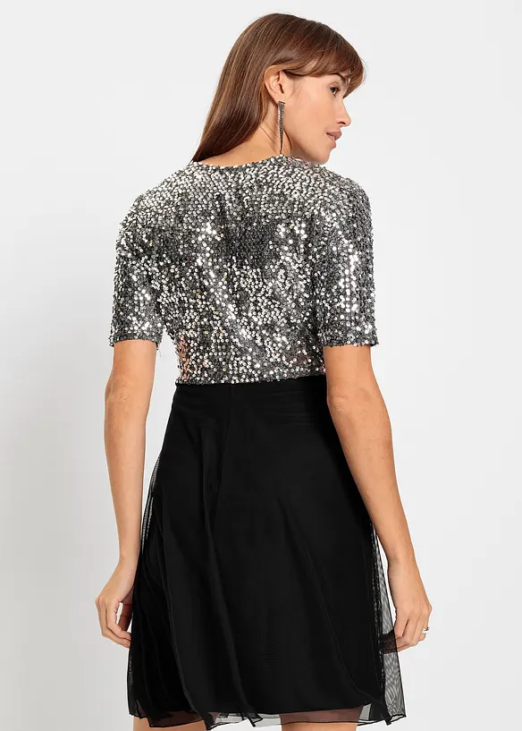 Robe courte à sequins, bonprix