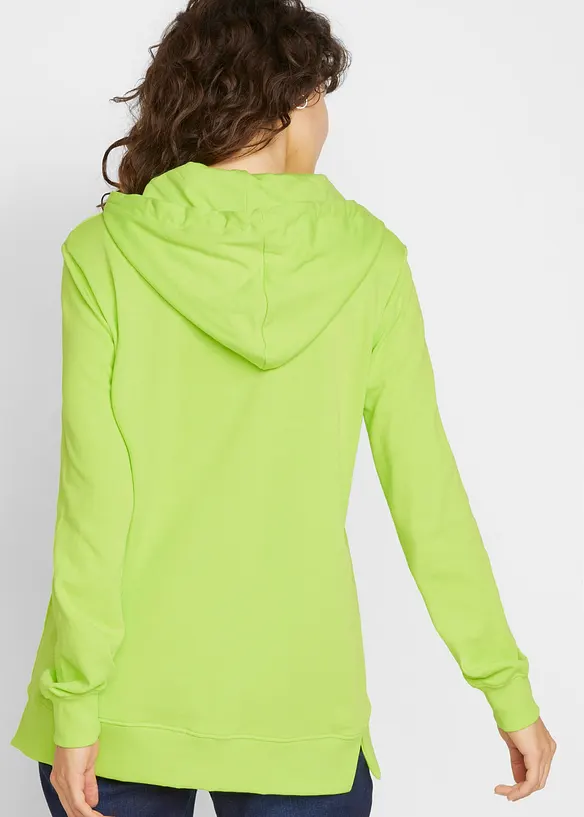 Sweat-shirt sport et féminin avec inscription métallisée, fentes latérales pour une plus grande liberté de mouvement, capuche., bonprix