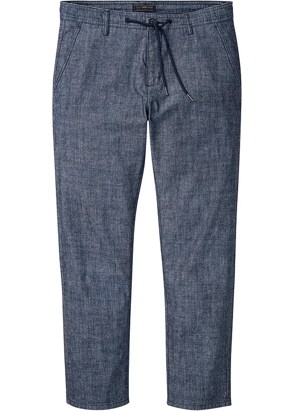 Regular Fit Chambray-Chinohose aus reiner Baumwolle, Straight, bonprix