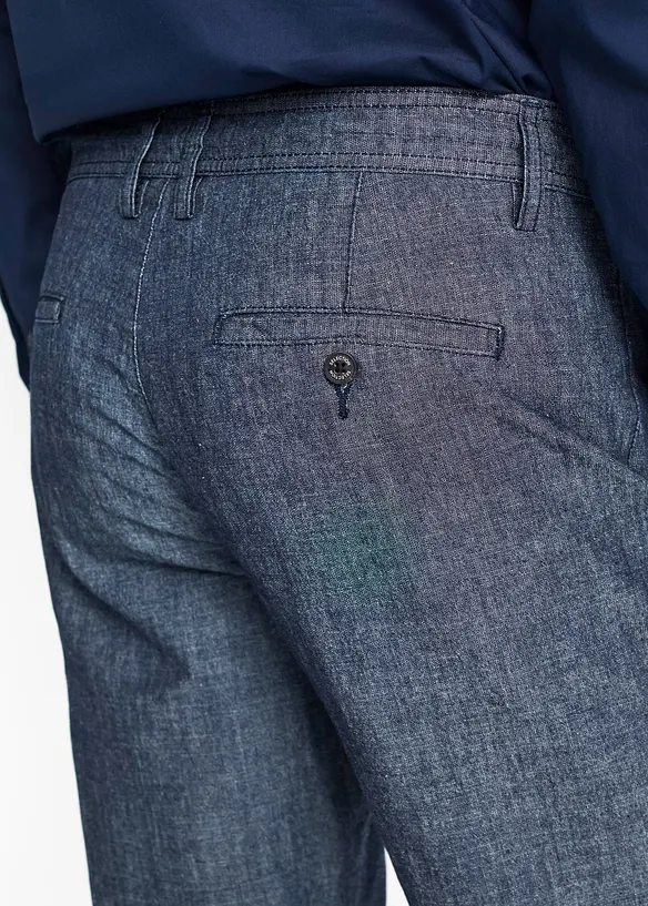 Regular Fit Chambray-Chinohose aus reiner Baumwolle, Straight, bonprix