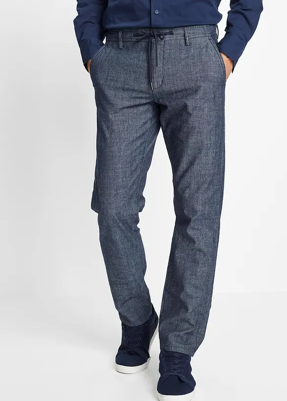 Regular Fit Chambray-Chinohose aus reiner Baumwolle, Straight, bonprix
