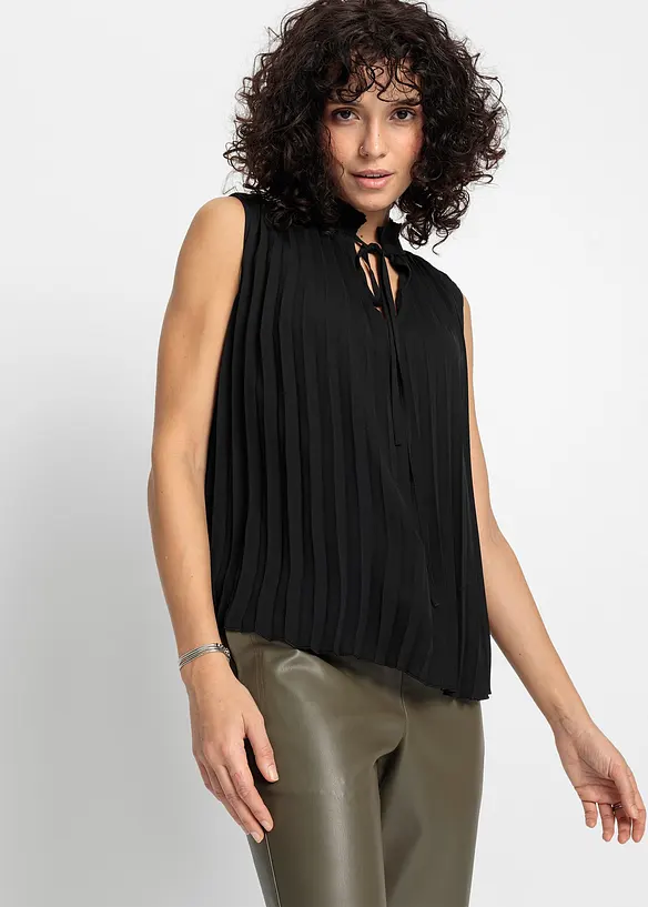 Blouse plissée sans manches, bonprix