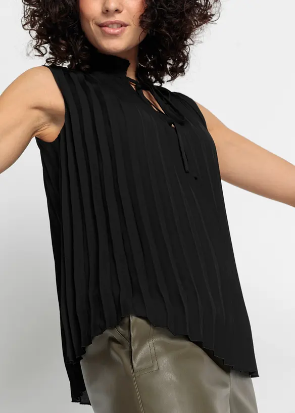 Blouse plissée sans manches, bonprix