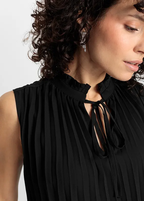 Blouse plissée sans manches, bonprix