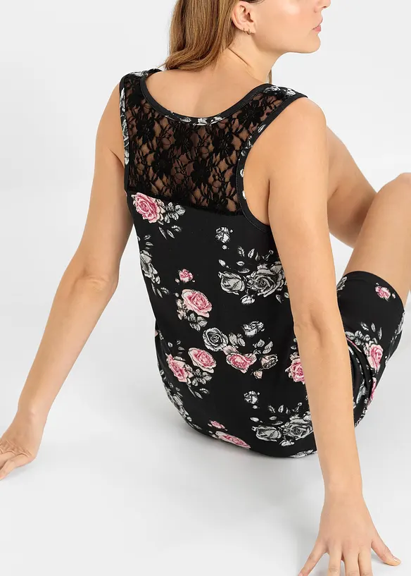 Pyjashort à dentelle avec bermuda, bonprix