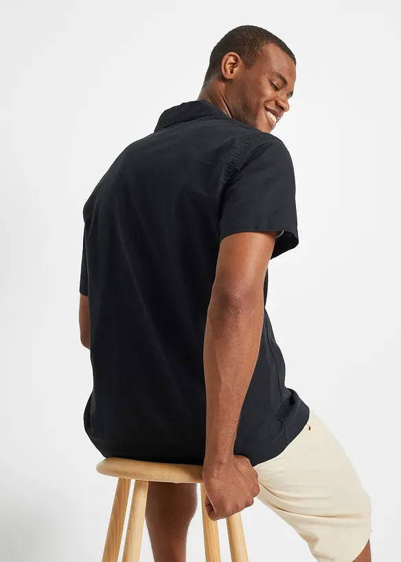 Chemise manches courtes en lin majoritaire, ample, bonprix