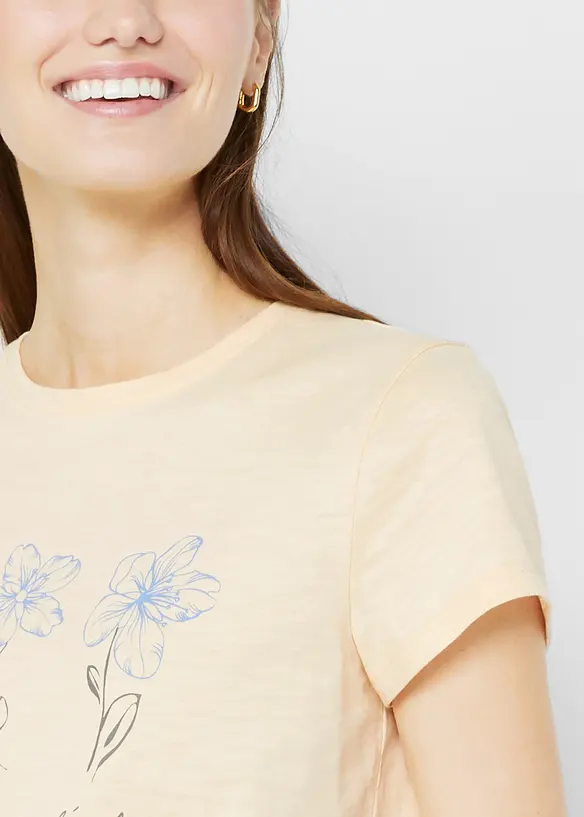 Lot de 2 T-shirts basiques avec imprimé, bonprix