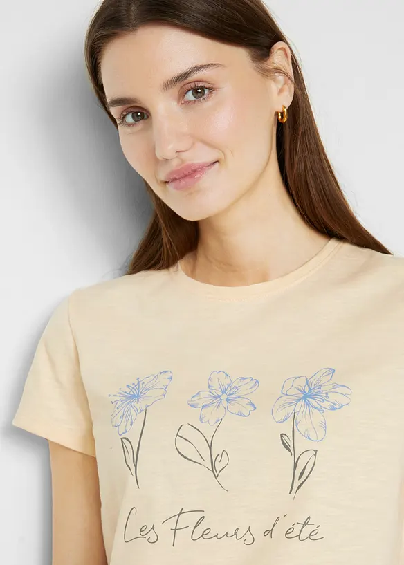 Lot de 2 T-shirts basiques avec imprimé, bonprix