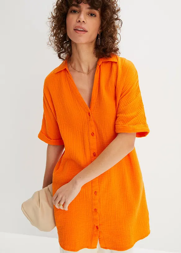 Oversize-Longbluse aus softem Musselin, bonprix