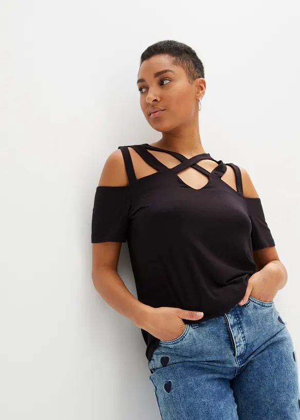 T-shirt à découpes en viscose, bonprix