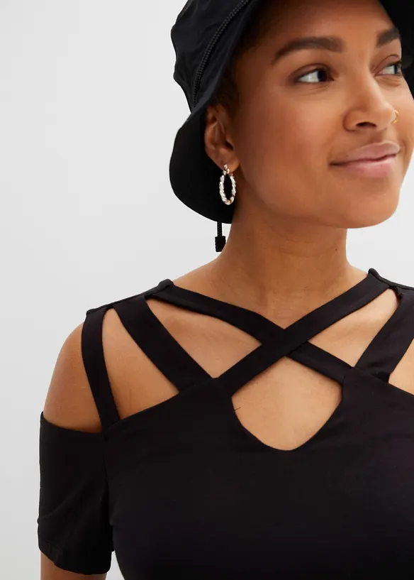 T-shirt à découpes en viscose, bonprix