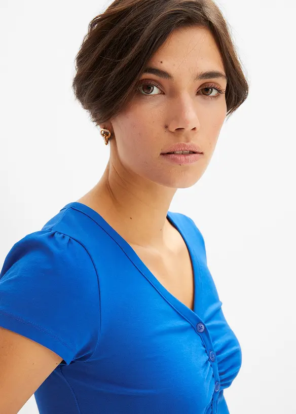 Shirt mit Knopfleiste mit Bio-Baumwolle, bonprix